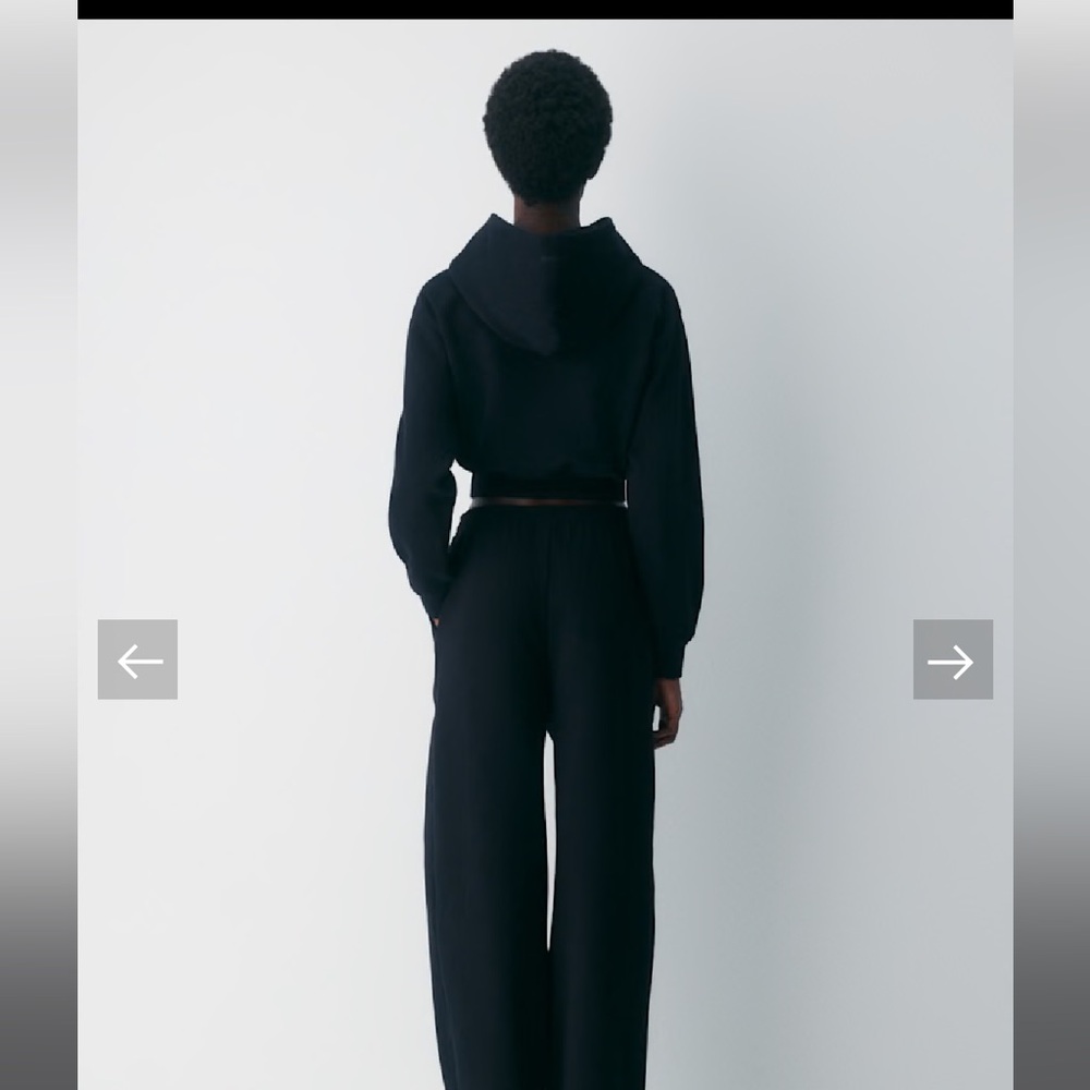 Zara Black Cropped Sweater with Hoodie - Picture 4 of 5